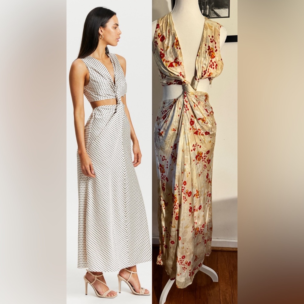 Auteur silk twist gown in kimono print, size S